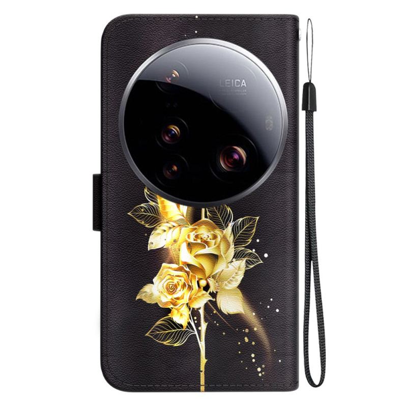 Housse Xiaomi 15 Ultra Roses Dorées et Papillons