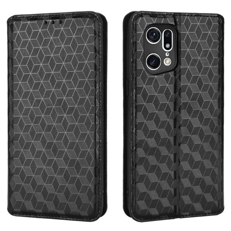 Flip Cover Oppo Find X5 Pro Effet Cuir Diamant 3D