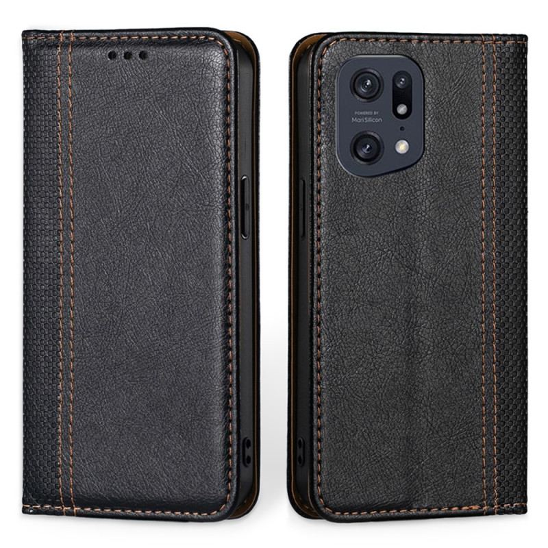 Flip Cover Oppo Find X5 Pro Effet Cuir Vintage