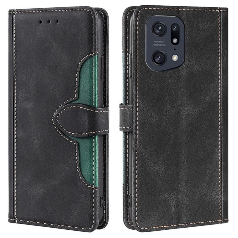 Housse Oppo Find X5 Pro Simili Cuir Bicolore Stylish
