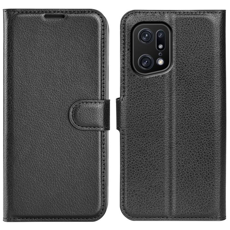 Housse Oppo Find X5 Pro Simili Cuir Litchi Classique