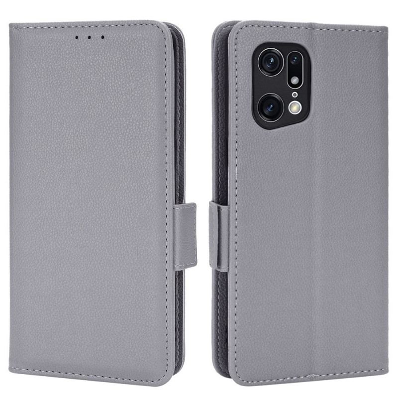 Housse Oppo Find X5 Pro Style Cuir Litchi Traditionnel