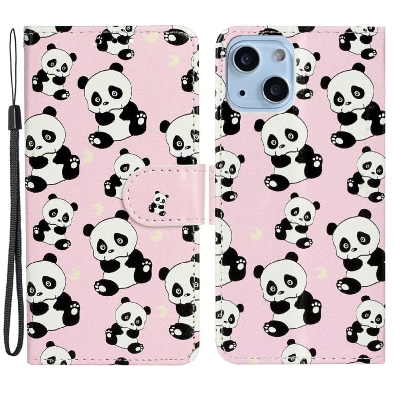 Housse iPhone 15 Petits Pandas à Lanière