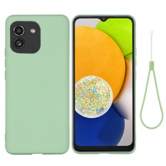 Coque Samsung Galaxy A03 Silicone Liquide Avec Lanière