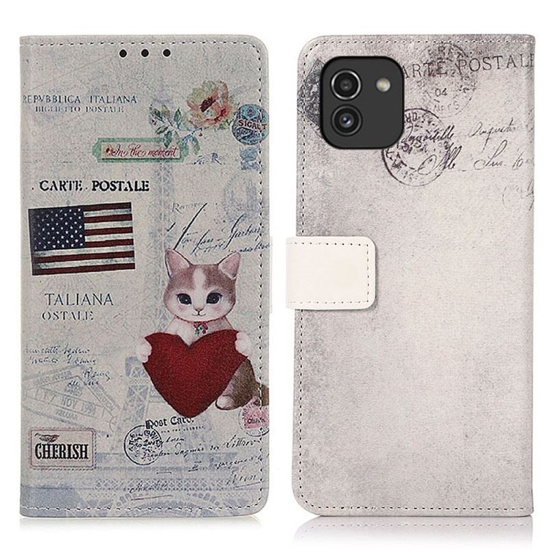 Housse Samsung Galaxy A03 Chat Voyageur