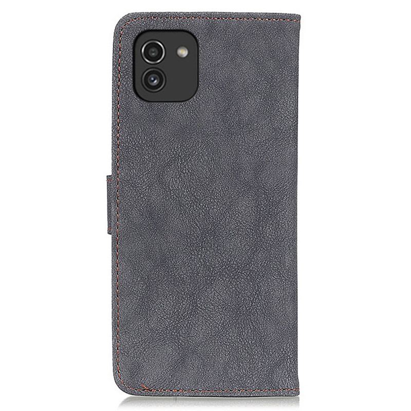 Housse Samsung Galaxy A03 Cuir Fendu Rétro KHAZNEH