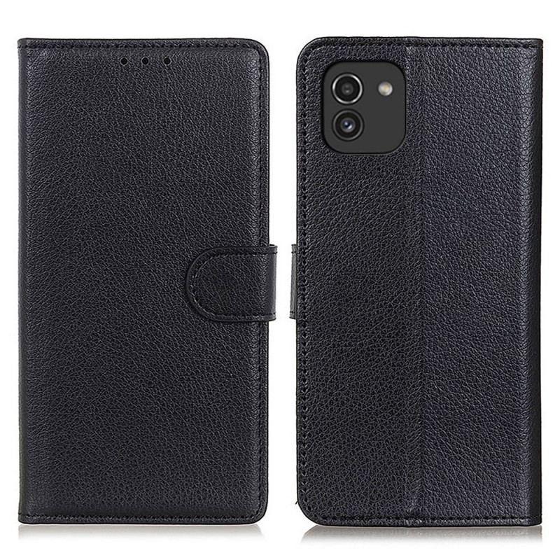 Housse Samsung Galaxy A03 Cuir Litchi Traditionnel