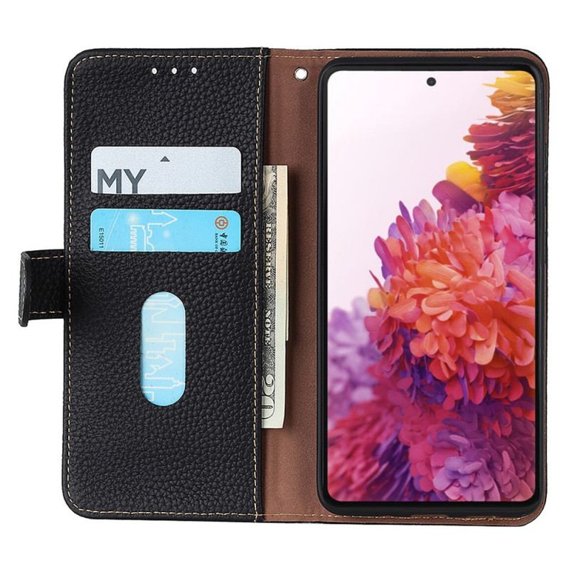Housse Samsung Galaxy A03 Véritable Cuir Litchi KHAZNEH RFID