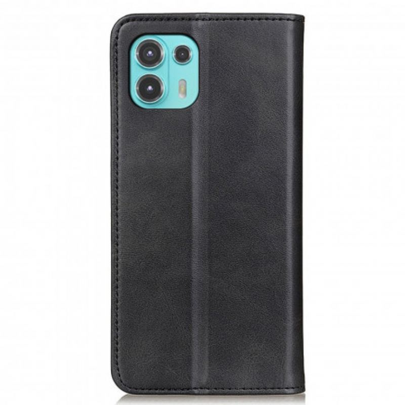 Flip Cover Motorola Edge 20 Lite Cuir Fendu Design