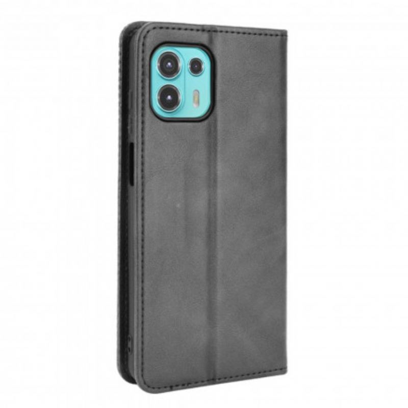 Flip Cover Motorola Edge 20 Lite Effet Cuir Vintage Stylisé