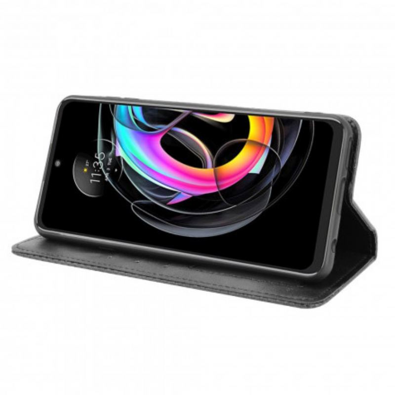 Flip Cover Motorola Edge 20 Lite Effet Cuir Vintage Stylisé