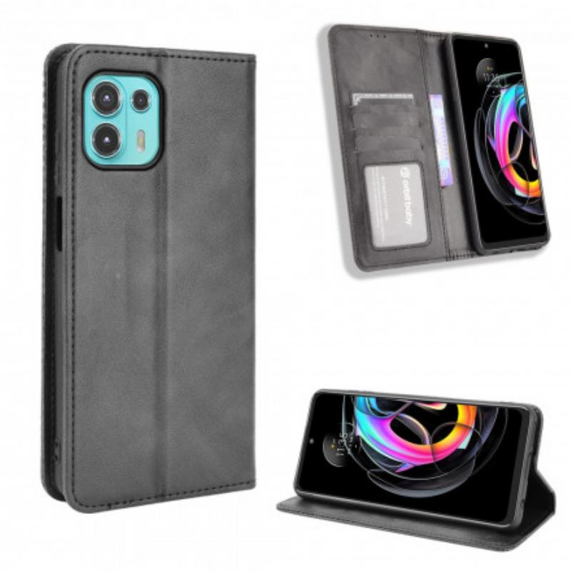 Flip Cover Motorola Edge 20 Lite Effet Cuir Vintage Stylisé