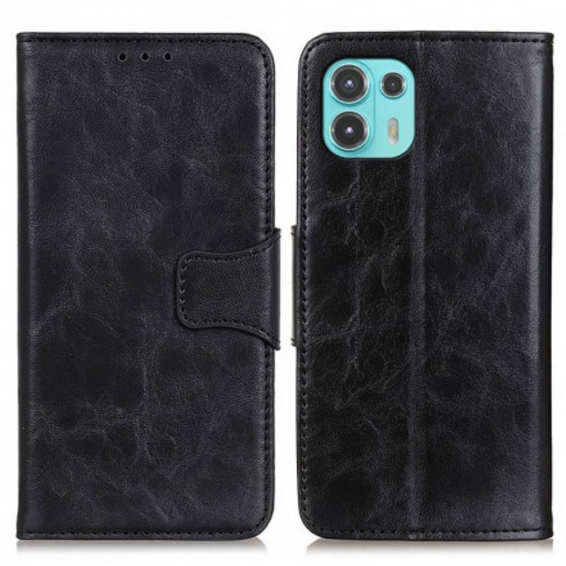 Housse Motorola Edge 20 Lite Cuir Fendu Fermoir Réversible