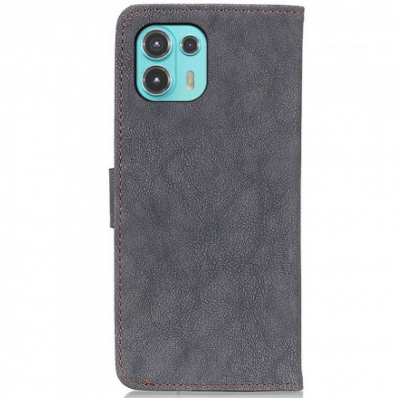 Housse Motorola Edge 20 Lite Cuir Fendu Rétro KHAZNEH