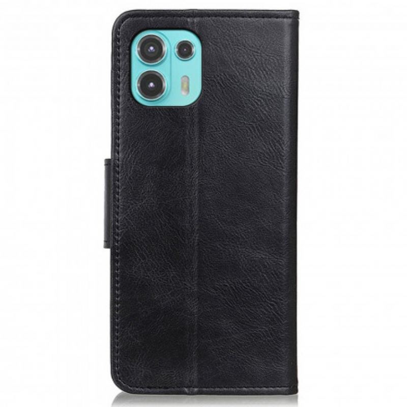Housse Motorola Edge 20 Lite Effet Cuir Fermoir Réversible