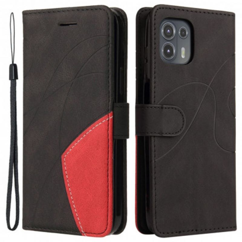 Housse Motorola Edge 20 Lite Simili Cuir Bicolore Signature