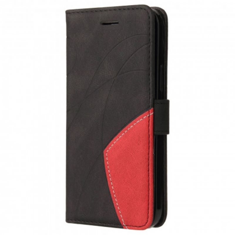 Housse Motorola Edge 20 Lite Simili Cuir Bicolore Signature