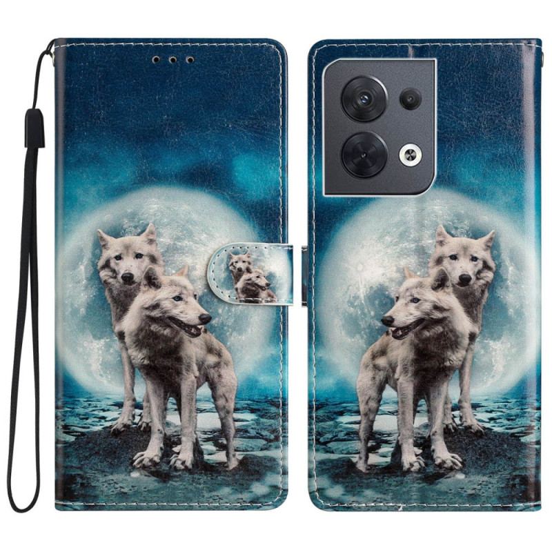 Housse Oppo Reno 8 Loup à Lanière