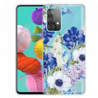 Coque Samsung Galaxy A32 4G Fleurs Bleues Aquarelle