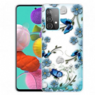 Coque Samsung Galaxy A32 4G Papillons et Fleurs Rétros