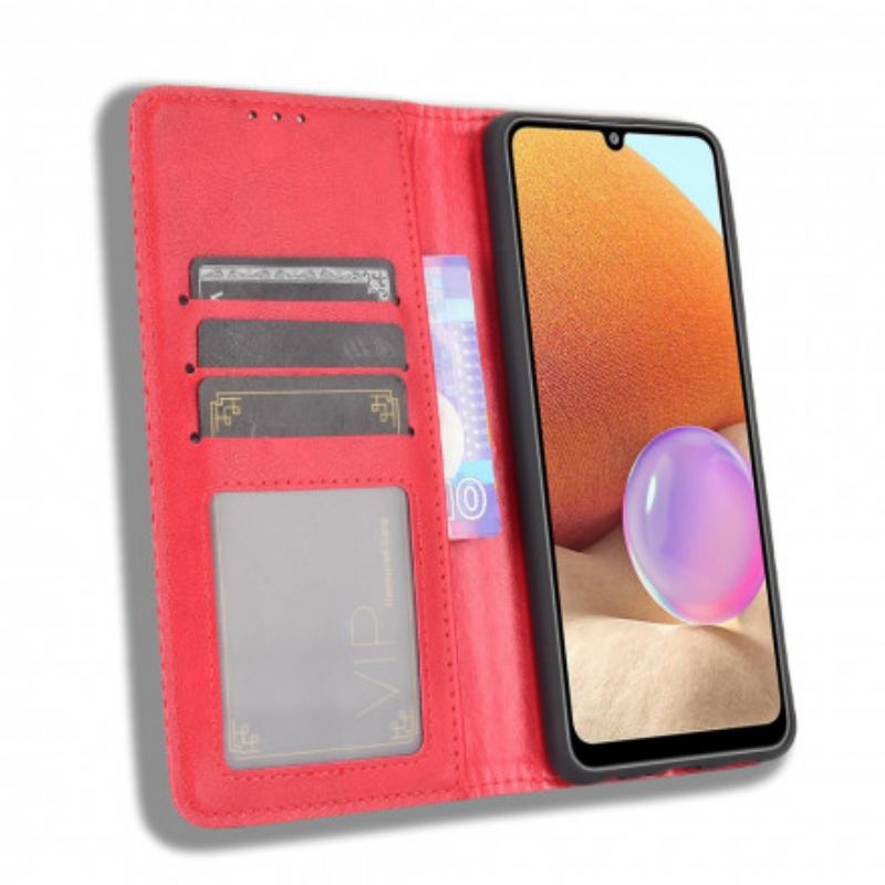 Flip Cover Samsung Galaxy A32 4G Effet Cuir Vintage Stylisé
