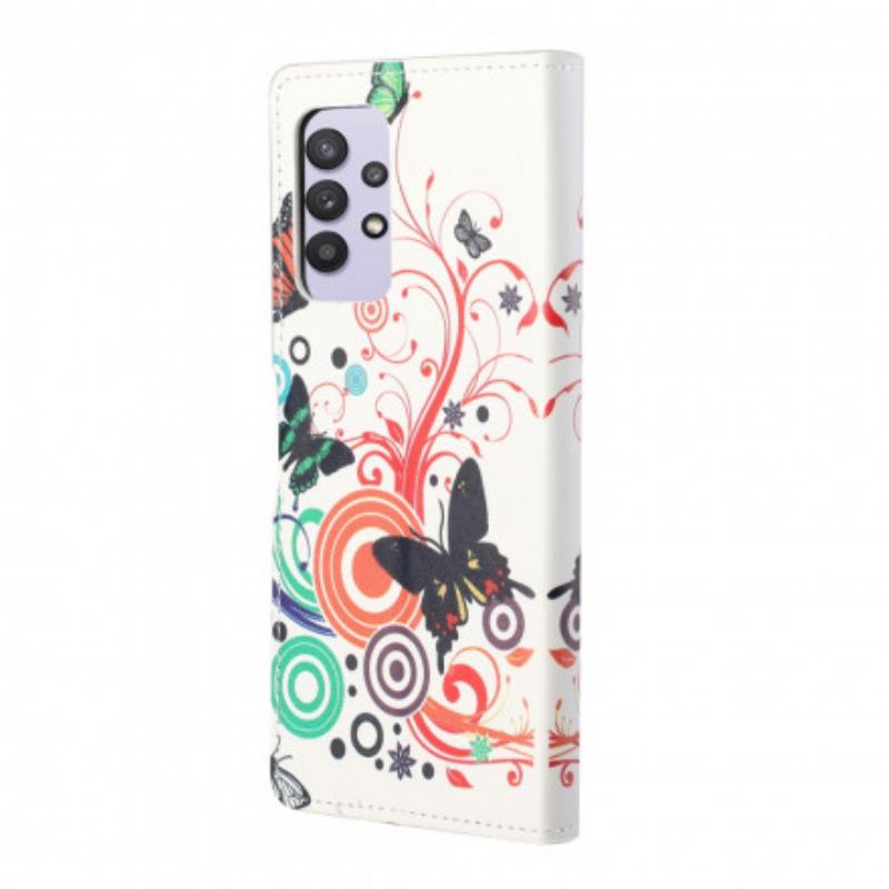 Housse Samsung Galaxy A32 4G Papillons et Fleurs