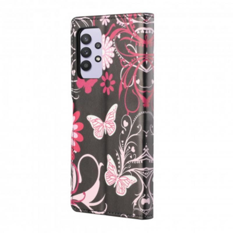 Housse Samsung Galaxy A32 4G Papillons et Fleurs