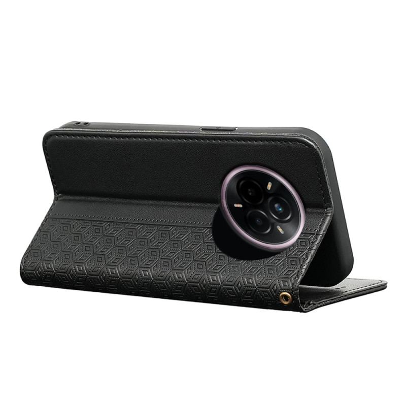 Flip Cover Realme 14 Pro Plus 5G Carreaux à Lanière