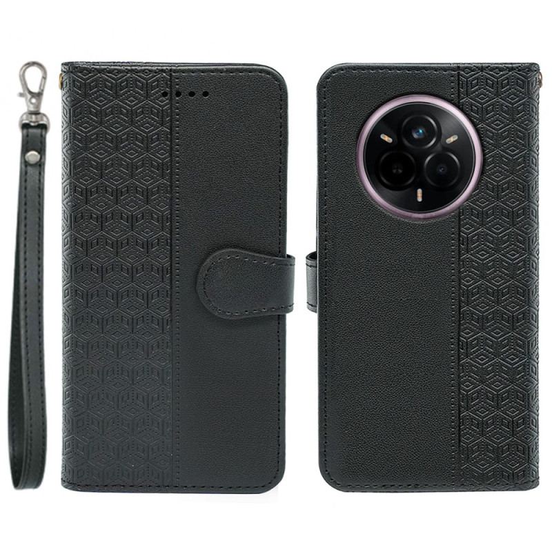 Housse Realme 14 Pro Plus 5G Motif Cubique à Lanière