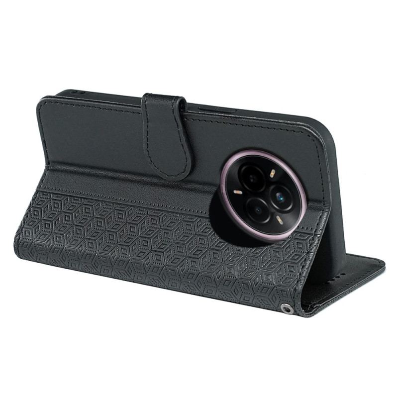 Housse Realme 14 Pro Plus 5G Motif Cubique à Lanière