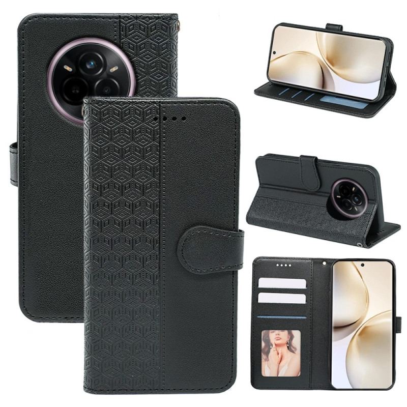 Housse Realme 14 Pro Plus 5G Motif Cubique à Lanière