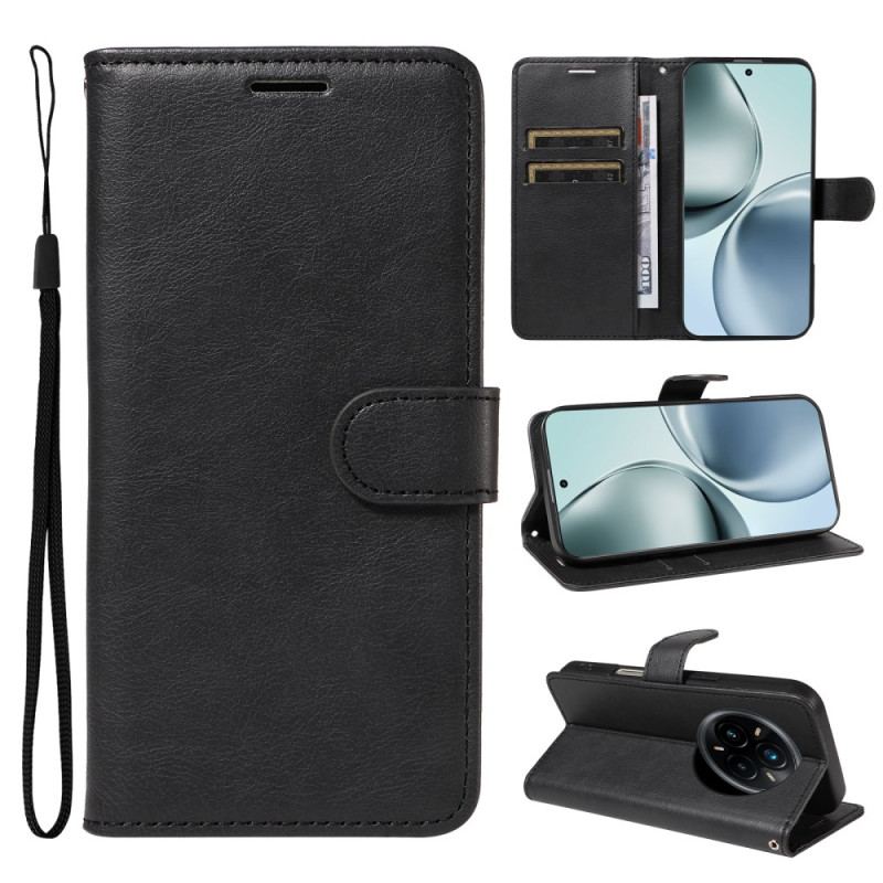 Housse Realme 14 Pro Plus 5G Simili Cuir Uni à Lanière