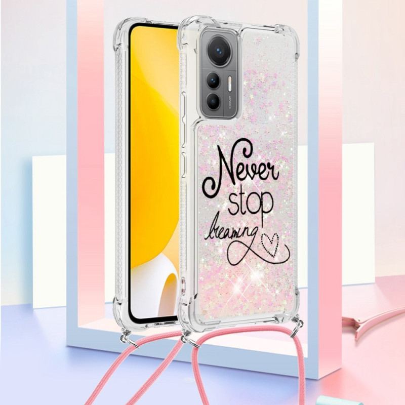 Coque Xiaomi 12 Lite à Cordon Paillettes Never Stop