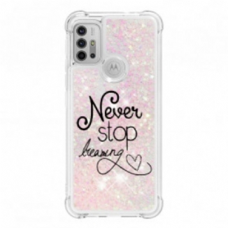 Coque Moto G30 / Moto G10 Never Stop Dreaming Paillettes
