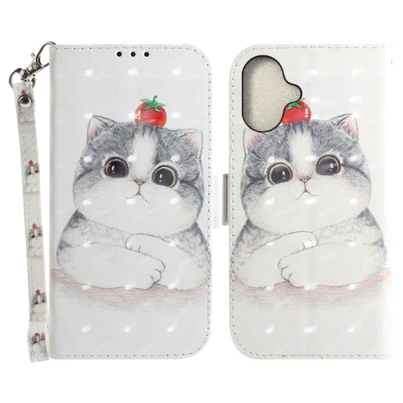 Housse iPhone 16 Chat Mignon à Lanière