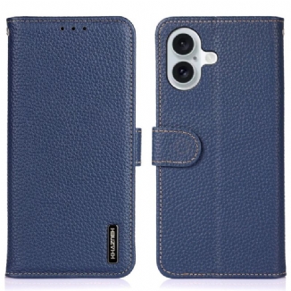 Housse iPhone 16 Cuir Texture Litchi KHAZNEH
