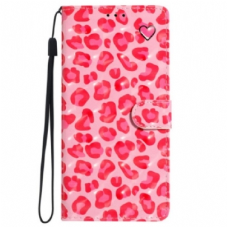 Housse iPhone 16 Imprimé Léopard Rose à Lanière