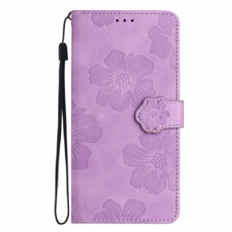 Housse iPhone 16 Motif Floral à Lanière