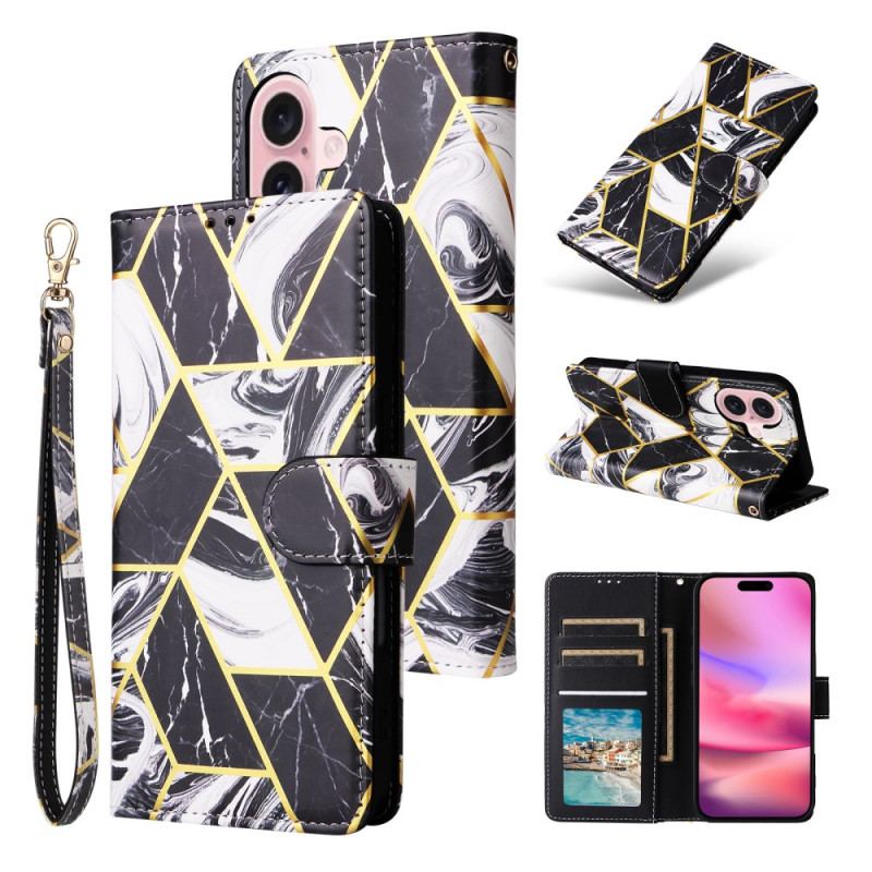 Housse iPhone 16 Motif de Marbre à Lanière