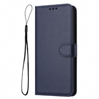Housse iPhone 16 Simili Cuir Uni à Lanière