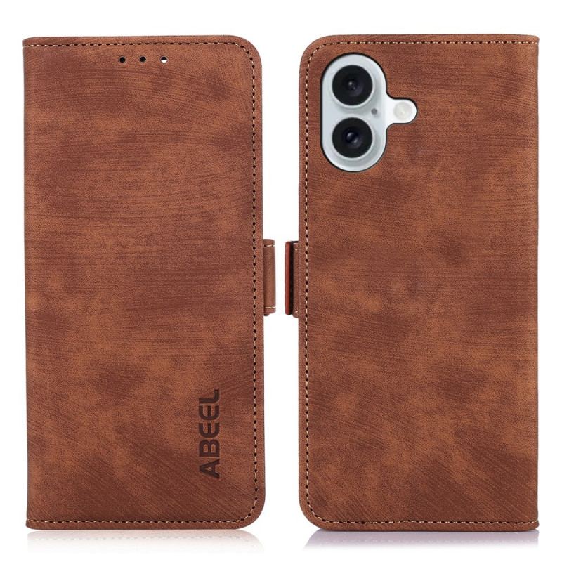 Housse iPhone 16 Simili Cuir Vintage ABEEL