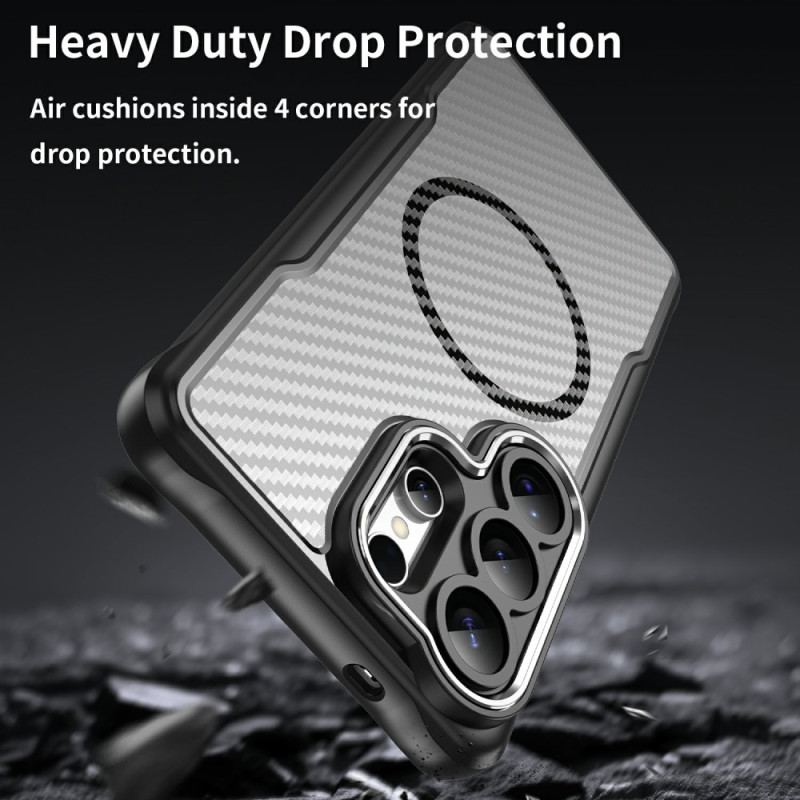 Coque Samsung Galaxy S26 Ultra MagSafe Protection Hybride Texture Fibre de Carbone