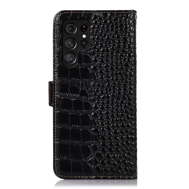 Housse Samsung Galaxy S26 Ultra Blocage RFID Style Crocodile