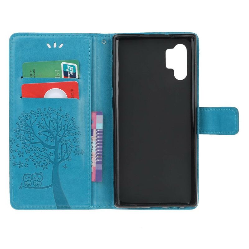 Housse Samsung Galaxy Note 10 Plus Arbre et Hiboux à Lanière