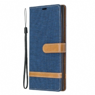 Housse Samsung Galaxy Note 10 Plus Tissu et Effet Cuir à Lanière