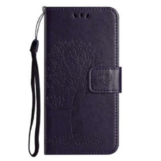 Housse Samsung Galaxy A55 5G Hibou et Arbre à Lanière