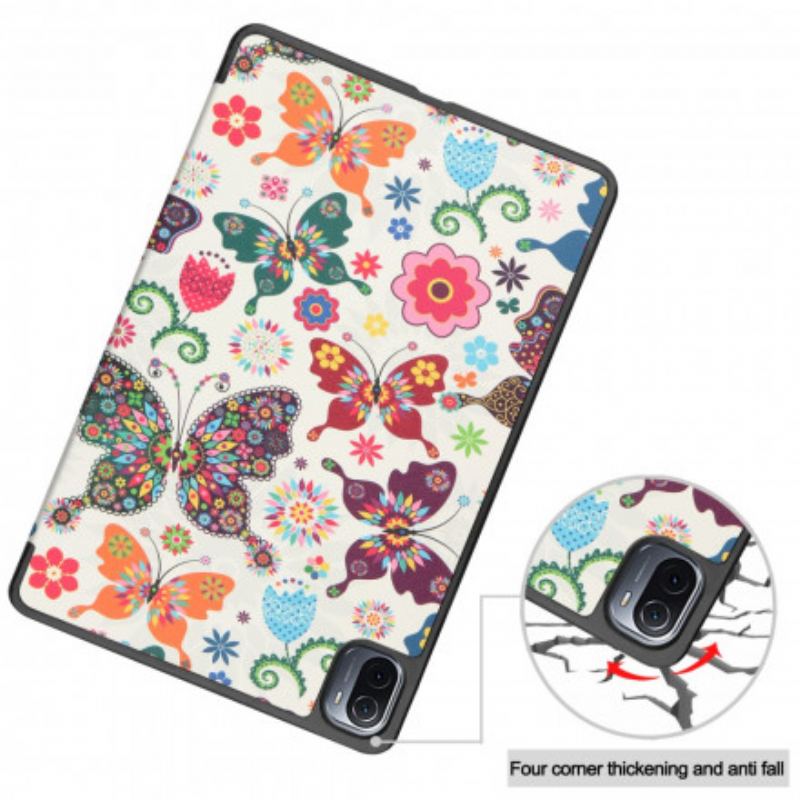 Smart Case Xiaomi Pad 5 Porte-Stylet Fleurs Vintages