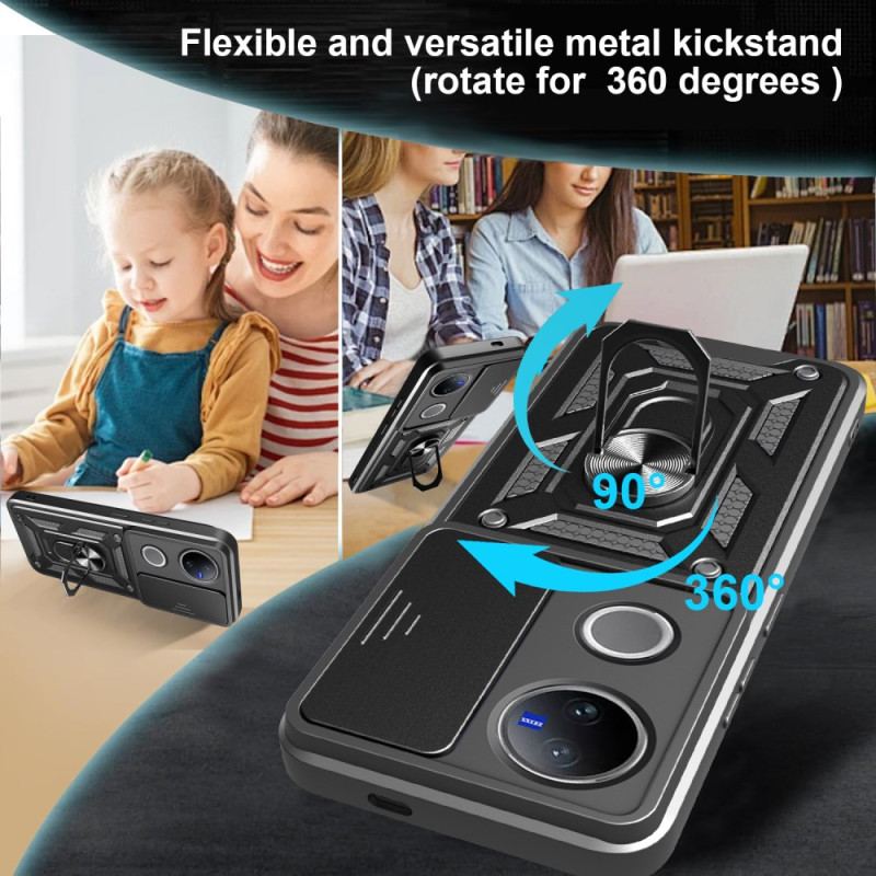 Coque Vivo V50 5G Protection Caméra Coulissante et Support