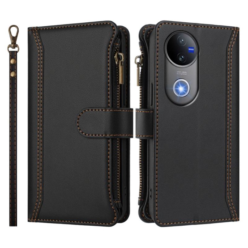 Housse Vivo V50 5G 9 Porte-Cartes et Dragonne