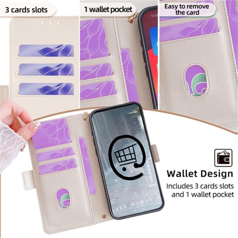 Housse Vivo V50 5G Fermoir Doré et Bandoulière